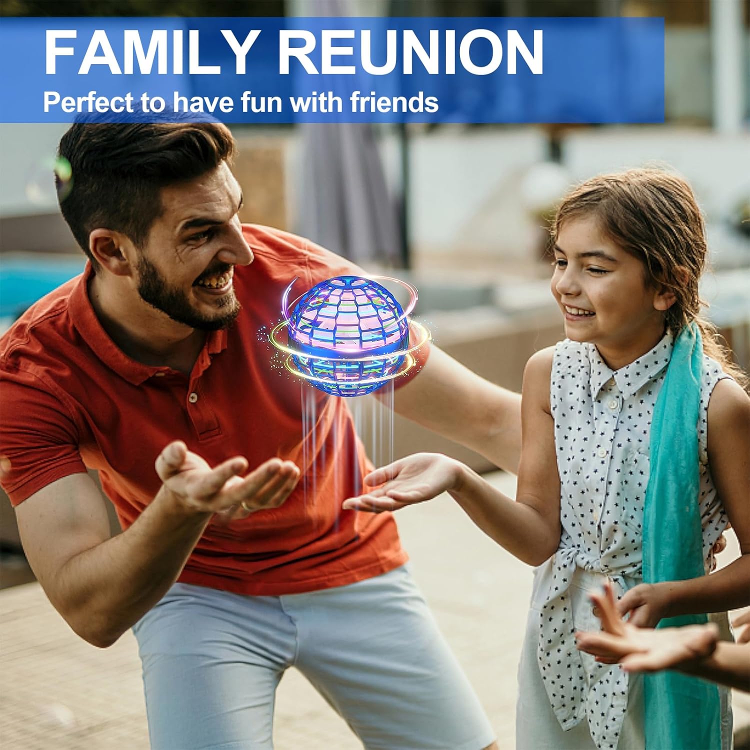 Flying Orb Ball 2025 Upgraded Hand Controlled Flying Spinner Ball with RGB Led Lights Boomerang Spinner 360°Rotating Soaring UFO Mini Orb Drone Toy Safe for Kids Adults(Blue)